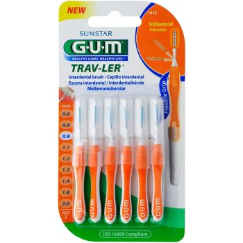 GUM PERII INTERDENTARE TRAV-LER 0.9MM PORTOCALIU 6BUC ieftin