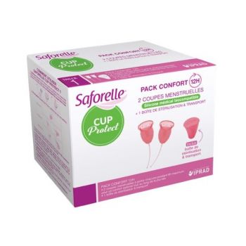 SAFORELLE CUP PROTECT 2 CUPE MENSTRUALE + RECIPIENT STERILIZARE MARIMEA 1