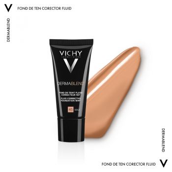 VICHY DERMABLEND FOND DE TEN CORECTOR FLUID REZISTENTA 16H SPF 28 TEN NORMAL / USCAT NUANTA 45 GOLD