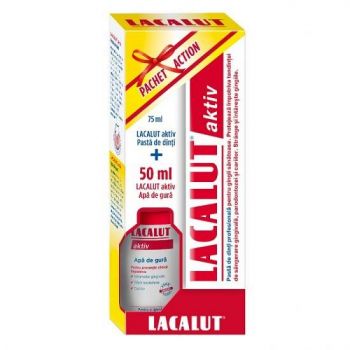 LACALUT AKTIV PASTA DE DINTI 75ML + APA DE GURA AKTIV 50ML CADOU