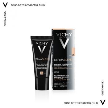 VICHY DERMABLEND FOND DE TEN CORECTOR FLUID REZISTENTA 16H SPF 35 TEN NORMAL / USCAT NUANTA 15 OPAL