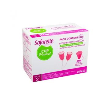 SAFORELLE CUP PROTECT 2 CUPE MENSTRUALE + RECIPIENT STERILIZARE MARIMEA 2