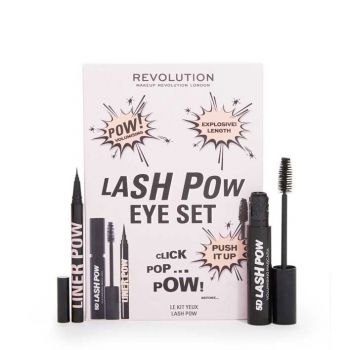 Set de machiaj Makeup Revolution Lash Pow Eye Duo, Mascara 5D Lash Pow + Eyeliner Eyeliner Pow