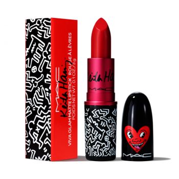 Ruj de buze Mac Viva Glam X Keith Haring Long Lasting Lipstick, 3 Gr (Nuanta Ruj: Red Haring) de firma original