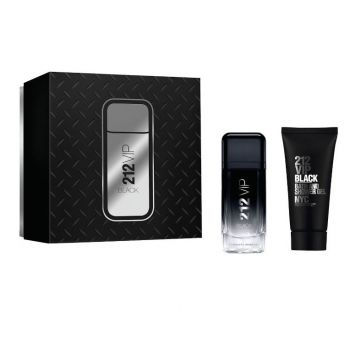 Set Cadou Carolina Herrera, 212 Vip Black, Barbati (Continut set: 100 ml Apa de Parfum + 100 ml Gel de dus) ieftin