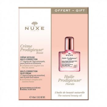 Set Nuxe Creme Prodigueuse Boost, Crema pentru fata pentru piele uscata 40 ml, Ser anti-imbatranire 10 ml (Concentratie: Crema, Gramaj: 50 ml + 10 ml)