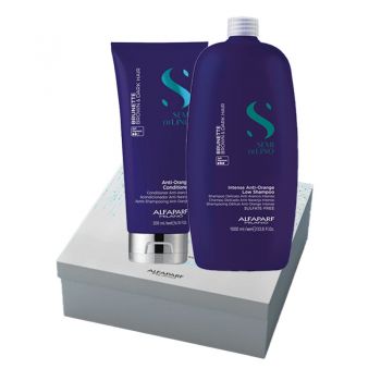 Set pentru neutralizarea tonurilor de portocaliu, Sampon 1000ml + Balsam 200ml, Alfaparf Milano Semi Di Lino Brunette (Gramaj: 1000 ml + 200 ml) de firma original