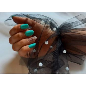 Manseta Decor Poze Negru cu Perle Albe