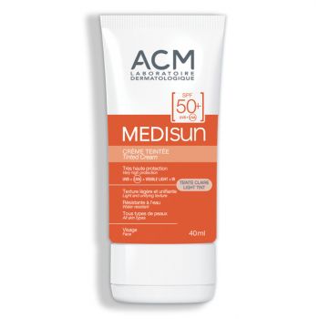 Cremă colorata pentru protectie solara cu SPF 50+ Light Tint Medisun, ACM (Concentratie: Crema, Gramaj: 40 ml)