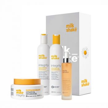 Kit pentru hidratare si reparare Milk Shake Integrity Sampon 300 ml + Balsam 300 ml + Tratament 200 ml + Ulei 50 ml (Concentratie: Sampon, Gramaj: 300 ml + 300 ml + 200 ml + 50 ml) de firma original