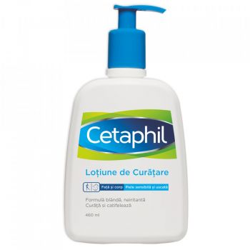 Lotiune de curatare pentru piele sensibila si uscata Cetaphil (Concentratie: Lotiune pentru curatare, Gramaj: 460 ml)