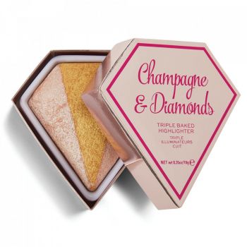 Makeup Revolution, Iluminator I Heart Revolution Triple Baked (Gramaj: 10 g, Concentratie: Iluminator , CULOARE: Champagne & Diamonds)