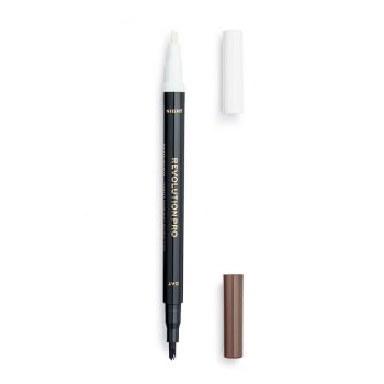 Ser pentru sprancene si creion pentru sprancene 24 de ore, Makeup Revolution, Revolution Pro (Concentratie: Creion contur sprancene, CULOARE:  Warm Brown, Gramaj: 1,6 ml) de firma original