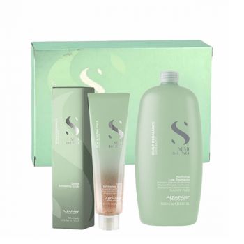 Set anti-matreata Alfaparf Milano Scalp Rebalance Sampon 1000 ml + Exfoliant 150 ml (Gramaj: 1000 ml + 150 ml) ieftin