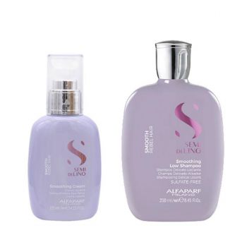 Set pentru netezire Alfaparf Milano Semi Di Lino Sampon 250 ml + Crema pentru netezire 125 ml (Gramaj: 250 ml + 125 ml) ieftin