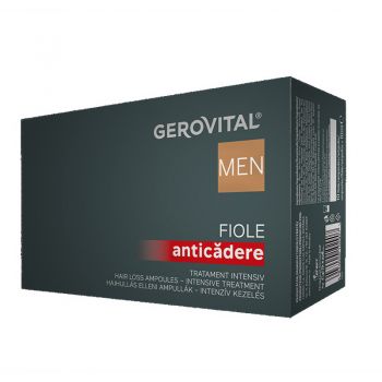 Fiole anticadere tratament intensiv Gerovital Men (Concentratie: Tratamente pentru par, Gramaj: 10 x 10 ml)