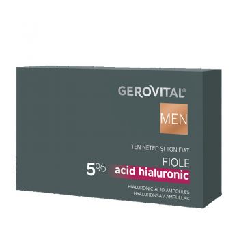 Fiole cu acid hialuronic 5% Gerovital Men (Concentratie: Tratament pentru fata, Gramaj: 20 ml)