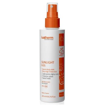 Lapte pentru copii cu protectie solara SPF 50+ Ivatherm Sunlight (Gramaj: 200 ml, Concentratie: Lapte)