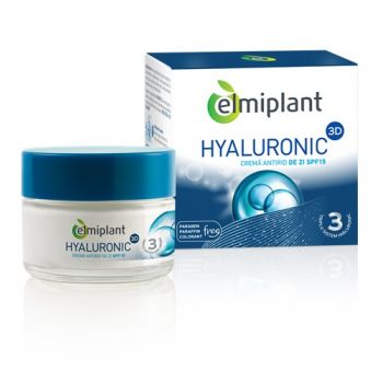 Crema Antirid De Zi SPF15 Hyaluronic 3D Elmiplant (Concentratie: Crema pentru fata, Gramaj: 50 ml)