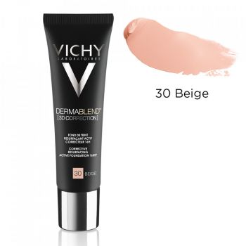 Vichy DermaBlend 3D Correction Fond de ten corector cu actiune de nivelare 16h SPF25 (Concentratie: Fond de ten, Gramaj: 30 ml, Nuanta fond de ten: Nuanta 30)