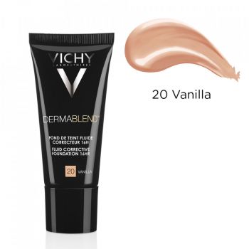 Vichy DermaBlend Fond de ten corector acoperire 16h (Concentratie: Fond de ten, Gramaj: 30 ml, Nuanta fond de ten: Nuanta 20)