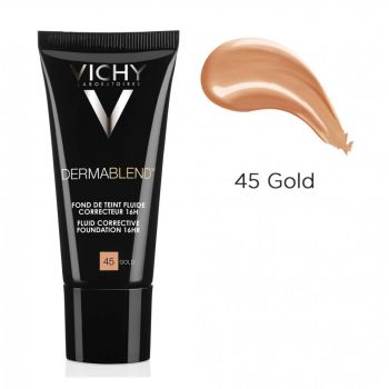 Vichy DermaBlend Fond de ten corector acoperire 16h (Concentratie: Fond de ten, Gramaj: 30 ml, Nuanta fond de ten: Nuanta 45)