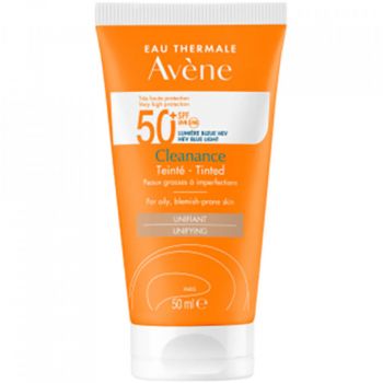 Crema de fata nuantatoare cu protectie solara pentru ten acneic Avene Cleanance SPF 50+ TRIASORB, 50 ml de firma originala