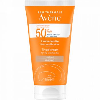 Crema de fata nuantatoare cu protectie solara pentru ten uscat si sensibil Avene SPF 50+ TRIASORB, 50 ml