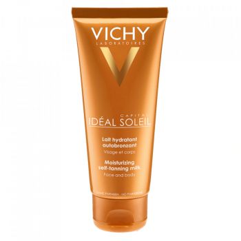 Lapte hidratant autobronzant pentru fata si corp Ideal Vichy Soleil, 100 ml