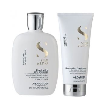 Set pentru stralucire Alfaparf Semi Di Lino Diamond Illuminating cu 250 ml Sampon + 200 ml Balsam (Concentratie: Set, Gramaj: 450 ml) de firma original