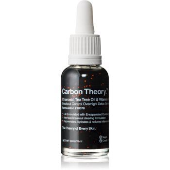 Carbon Theory Charcoal, Tea Tree Oil & Vitamin E ser de noapte pentru regenerarea pielii cu efect de revitalizare pentru pielea problematica