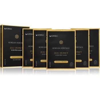 KORIKA Korean Heritage Set of 5 Cleansing Face Sheet Masks set de măști de față la un preț mai avantajos Jeju honey & AHA - BHA complex sheet mask(perfecta pentru curatare)