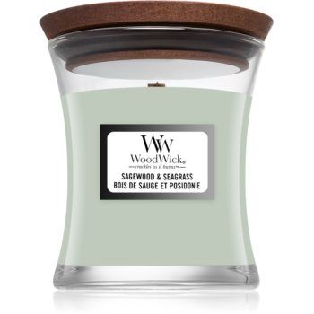 Woodwick Sagewood & Seagrass lumânare parfumată