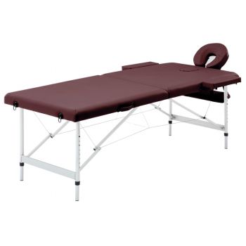 Masă de masaj pliabilă 2 zone violet aluminiu ieftin