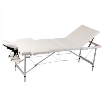 Masă de masaj pliabilă 3 părți cadru din aluminiu Crem de firma original