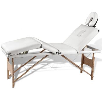 Masă de masaj pliabilă 4 părți cadru din lemn Crem ieftin