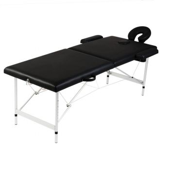 Masă masaj pliabilă 2 zone negru cadru aluminiu de firma original