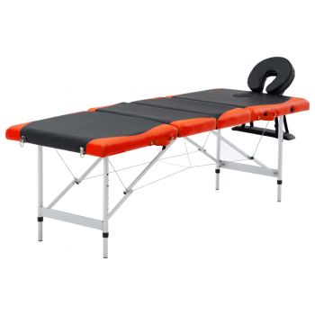 Masă pliabilă de masaj 4 zone aluminiu negru și portocaliu ieftin