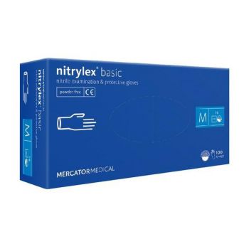 Set manusi de unica folosinta, Mercator, nitril, albastre, M, 100buc