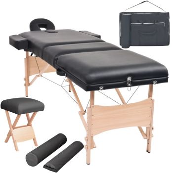 Set taburet și masă de masaj pliabilă in 3 zone grosime  10 cm negru ieftin