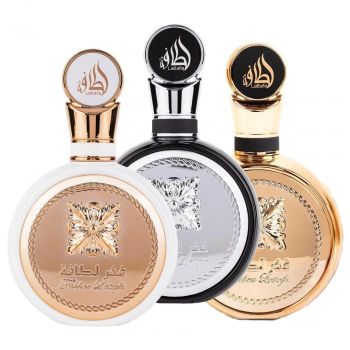Pachet 3 parfumuri: Fakhar Woman 100 ml, Fakhar Man 100 ml si Fakhar Gold 100 ml