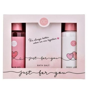 Set 3 produse ingrijire (gel de dus 100 ml + sare baie 120g + lotiune de corp 100 ml) cu parfum de trandafiri Just For you Accentra 6057729