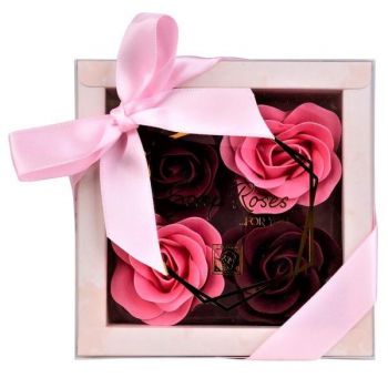 Set Cadou - 4 trandafiri din sapun Accentra 3558045, Dark Red & Pink 16 g