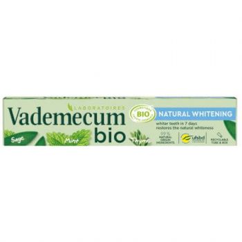 Pasta de dinti bio cu menta, cimbru si salvie Natural Whitening, 75 ml, Vademecum