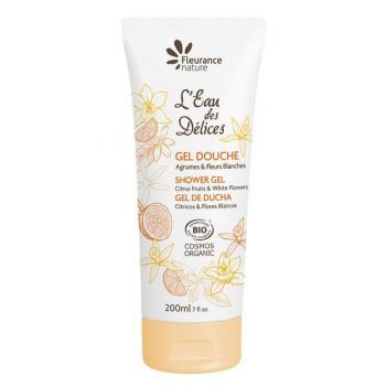 Gel de dus L’Eau des Délices Citrice si Flori albe Fleurance Nature, 200 ml