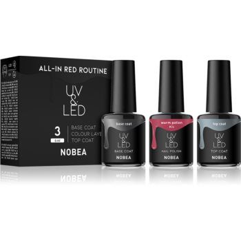 NOBEA UV & LED All-in Red Routine set de lacuri de unghii
