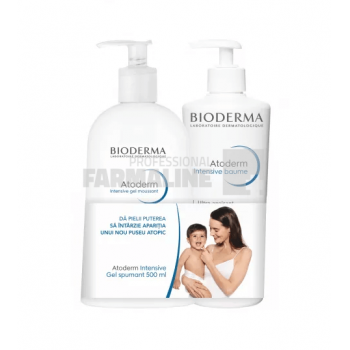 Bioderma Pachet Atoderm Intensive Gel Spumant 500 ml + Balsam Emolient 500 ml ieftina