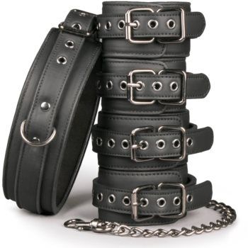 EasyToys Fetish set with Collar Ankle and Wrist Cuffs accesorii BDSM