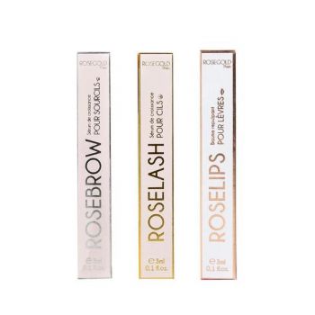 Set Serum pentru Sprancene, Gene, Buze - Rosebrow, Roselash, Roselips, Rosegold Paris 3x3ml