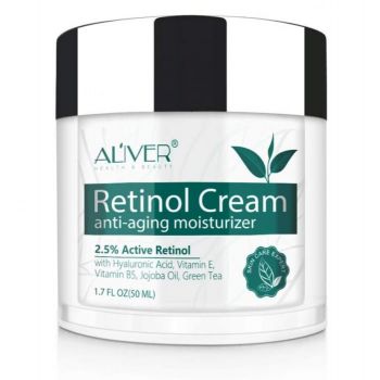 Crema Antirid cu 2.5% Retinol Activ, Acid Hialuronic, Vitamina E B5, Ulei de Jojoba si Ceai verde Aliver, 50 ml la reducere